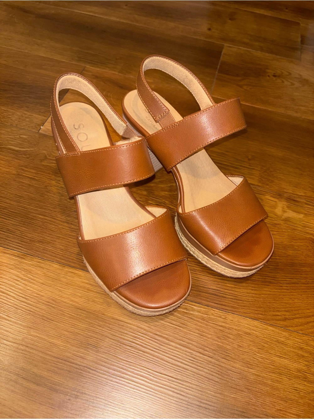 SOUL Naturalizer Women's Cognac Brown Platform Slingback Sandals